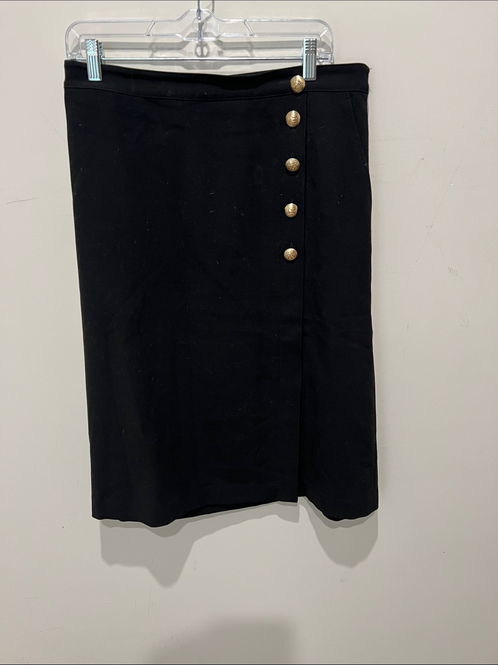 Talbots Classic Navy Blue Skirt with Gold Button Detail